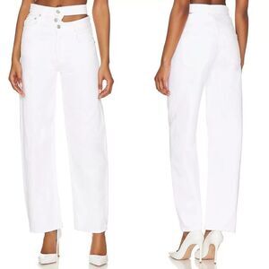 Agolde‎ Broken Waistband Jeans White Wide Leg Button Fly Organic Cotton Size 31
